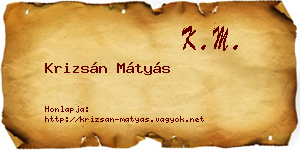Krizsán Mátyás névjegykártya